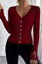 Sleeve Guipure Detailed V-Neck Knitwear Blouse