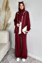 Front Zipper Striped Tunic with Elastic Waist Pants, Islamic Clothing Two-Piece Set - 4