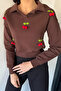 Women's Three-Thread Embroidered Cherry Sweatshirt - 4