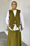 Elastic Waist Skirt, Stoned Vest, Hijab Three-Piece Set - 2