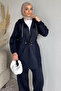 Side Quilted Detailed Hooded Hijab Tunic and Pants Two-Piece Set - 3