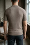 Men's Polo Collar Half Zip Knitwear T-Shirt - 2