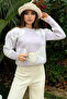 Women's Crew Neck Rose Patterned Knitwear Sweater
