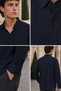 Men's Front Snap Long Sleeve Self-Patterned Shirt - 3