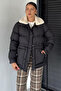 Plush Collar Detailed Lined Women's Puffer Coat