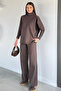 Turtleneck Casual Blouse and Pants Double Set - 3
