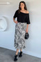 Women's Patterned Satin Skirt with Elastic Waist