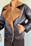Women's Double-Breasted Collar Coat with Plush Inside - 2