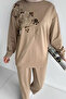 Hijab Appliqué Embroidered Sweat Pants Double Set - 3