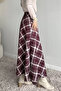 Plaid Patterned Waist-Tie Kiloş Scuba Hijab Skirt - 3