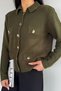 Women's Polo Neck Gold Button Detailed Knitwear Cardigan - 3