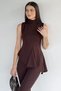 Women's Stand Collar Blouse with Elastic Waist and Gathered Cuffs Trousers Two-Piece Set - 4