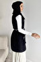 Gülseli Plush Detailed Double Pocket Hijab Knitwear Vest with Belt Accessory - 4