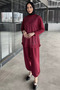 Stone Embroidered Crew Neck Tunic Pants Hijab Double Set - 2