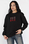 Women's Crew Neck Heart Embroidered Raised Sweatshirt