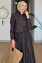 Gülseli Zippered Denim Jacket Skirt Hijab Double Set - 3