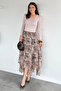 Women's Asymmetrical Cut Patterned Skirt with Elastic Waist and Inner Lining - 2