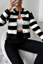 Women's Color-Blocked Front-Button Knitwear Cardigan Trousers Two-Piece Set - 5