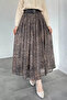 Perry Elastic Waist Pleated Patterned Hijab Skirt - 4