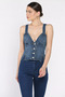 Jean Denim Bustier with Corset on the Back - 2