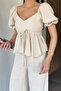 Women's V-Neck Blouse and Pants Two-Piece Set - 7