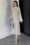 Crew Neck Metal Belted Knitwear Dress (Belts May Vary.)