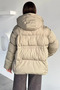 Women's Hooded Inflatable Coat with Zipper and Snap Buttons - 4