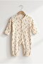 Teddy Bear Patterned Baby Romper 3-6-9 Months 100% Cotton