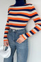Gülseli Women's High-Neck Striped Patterned Knitwear Blouse - 3