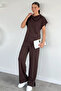 Women's Elastic Waist Trousers Degaje Collar Blouse Double Set