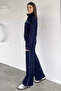 Women's Ruffled Front Zippered Elastic Waist Sweatpants Set - 4