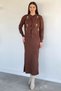 Women's Pearl and Stone Embroidered Knitwear Dress Cardigan Double Set