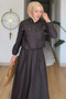 Gülseli Zippered Denim Jacket Skirt Hijab Double Set - 4