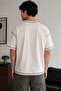 Men's Crew Neck T-Shirt with Front Embroidery and Stitching Detail - 2