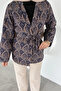 Belted Ethnic Pattern Quilted Hijab Jacket - 4