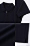 Men's Polo Collar Self-Patterned Front Half Zipper T-Shirt - 4