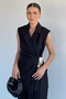 Women's Double-Breasted Collar Gold Detailed Vest and Elastic Waist Trousers Two-Piece Set - 2