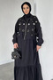 Gülseli Plain Dress Stone Embellished Jacket Hijab Double Set - 3