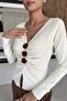 Front Rose Detailed Knitwear Blouse (Available in S, M, L) - 2