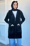 Hooded Zippered Soft Yarn Hijab Cardigan - 3