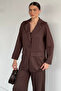 Women's Single Button Jacket and Elastic Waist Trousers Two-Piece Set - 3