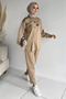 Hijab Appliqué Embroidered Sweat Pants Double Set - 2