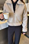 Women's faux leather jacket with plush lining - 4
