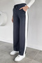 Women's High Waist Sweatpants with Elastic Waistband and Side Stripe Detail - 2