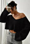 V-Neck Crop Top Loose Knit Blouse - 5