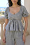 Women's V-Neck Blouse and Pants Two-Piece Set - 3