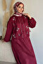 Stone Embroidered Suede Jacket Elastic Waist Skirt Hijab Two-Piece Set - 2
