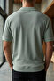 Men's Polo Neck T-Shirt with Self-Line Pattern - 2