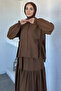 Elastic Waist Lace-Up Blouse Skirt Hijab Double Set - 2
