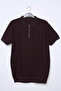 Men's Polo Collar Half Zipper Patterned Knitwear T-Shirt - 4